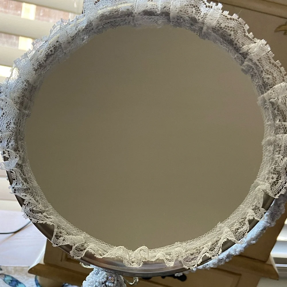 Beautifully Embellished Standing Tabletop Antique Mirror